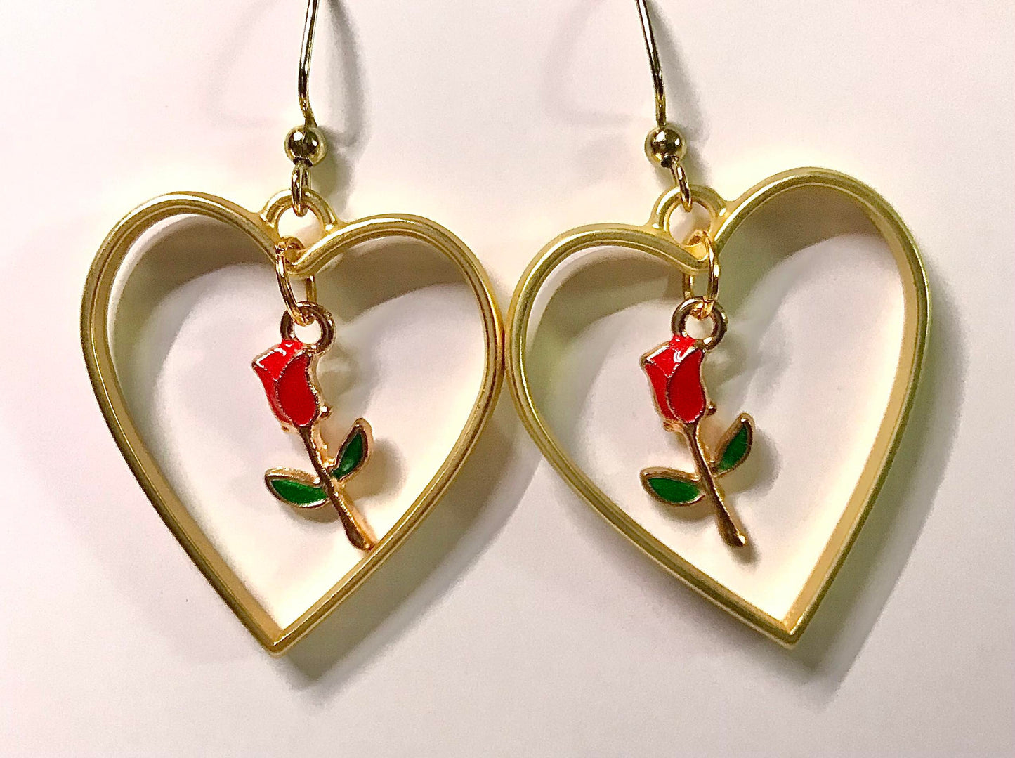 Heart Rose Hand-Crafted Earrings